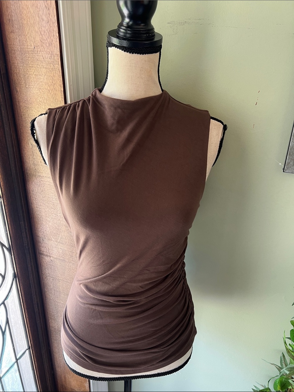 Camila Coelho Brown Sleeveless Ruched Tank Top